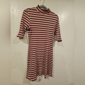 Refirmation Jeans Mock Neck Ribbed Striped Mini Dress In Size XL
